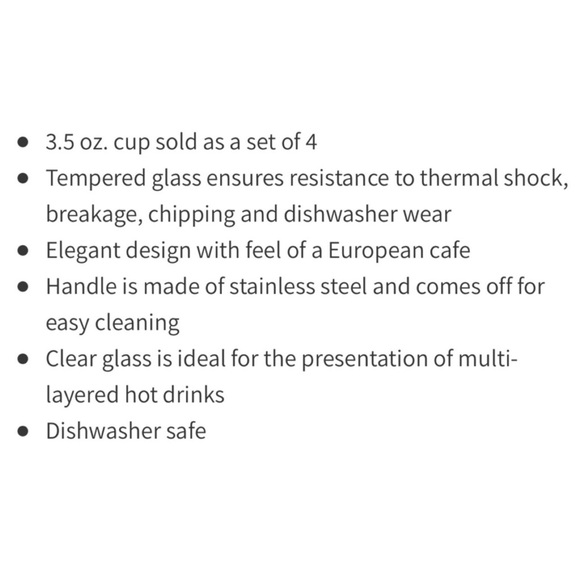 Bormioli Rocco Set of 4 Oslo 3.5 oz. Espresso Cups with Stainless Steel Handles - Picture 8 of 8